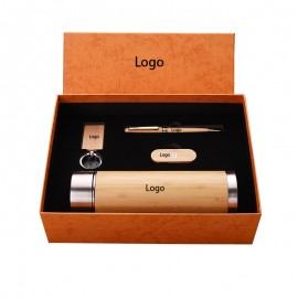 Custom Imprinted Bamboo 4-piece Office Gift Set