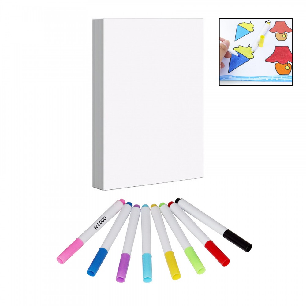 Logo Branded Premium Marker Pad With 8 Watercolor Pens