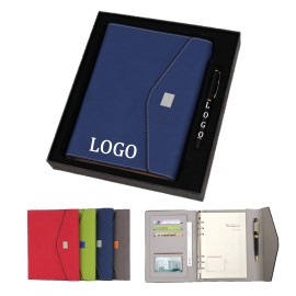 Magnetic Buckle Notebook With Pen Business Set Custom Imprinted