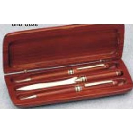 Rosewood Pen/ Pencil & Letter Opener w/ Case Logo Branded