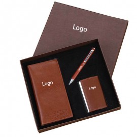 Custom Imprinted Luxury Leather 3-Piece Office Gift Set
