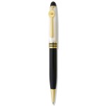 White/Black Ballpoint Pen W/ Gold Medallion Custom Imprinted
