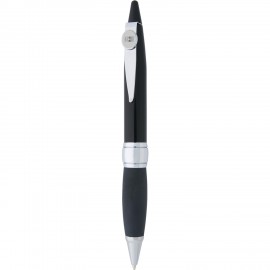 Custom Engraved Black/Silver Ballpoint Pen W/ Silver Medallion
