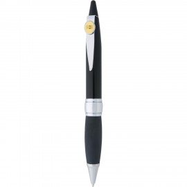 Black/Silver Ballpoint Pen W/ Gold Medallion Logo Branded