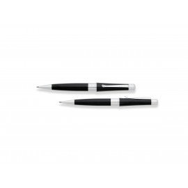 Custom Imprinted Cross Beverly Black Lacquer Ballpoint Pen Chrome Appts
