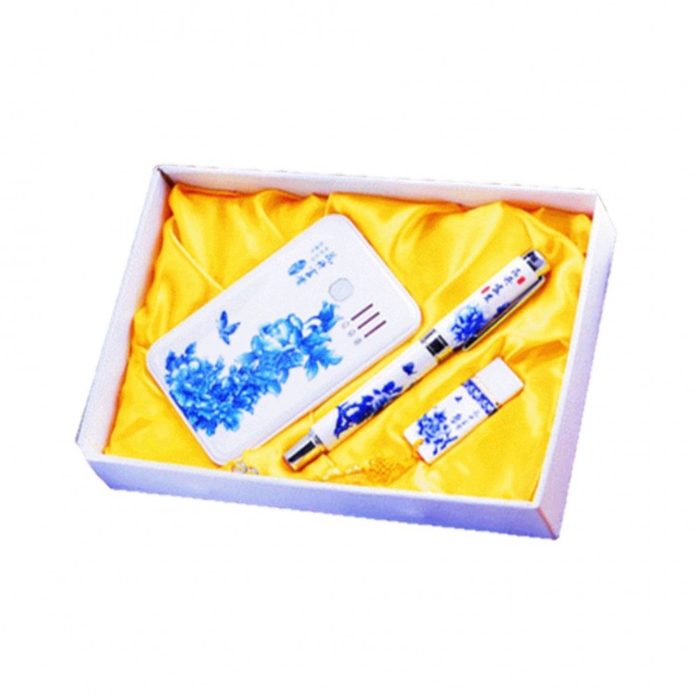 Business Gift Pack Usb Drive Power Bank Pen Chinese Style Logo Branded