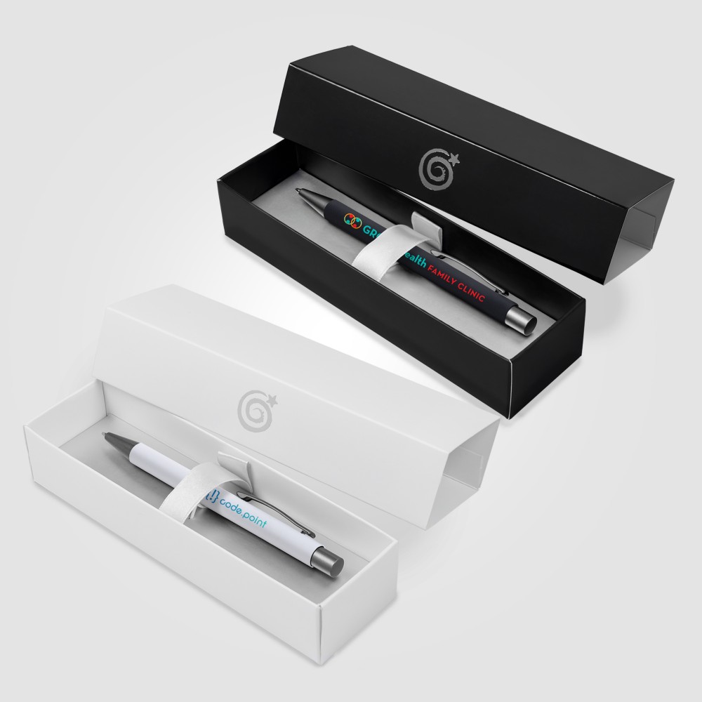 Logo Branded Bowie Softy Ballpoint & Rollerball Gift Set - Full-Color Inkjet Logo Branded Bowie Softy Ballpoint & Rollerball Gift Set - Full-Color Inkjet