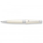 Logo Branded Cross Beverly Pearlescent White Lacquer Ballpoint Pen Chrome Appts