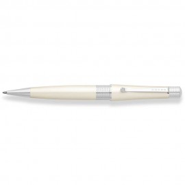 Logo Branded Cross Beverly Pearlescent White Lacquer Ballpoint Pen Chrome Appts