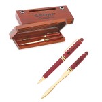 Custom Engraved Wooden Letter Opener / Pen Set in Case