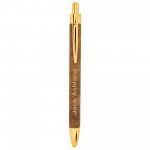 Rustic/Gold Laser Engraved Leatherette Pen Logo Branded