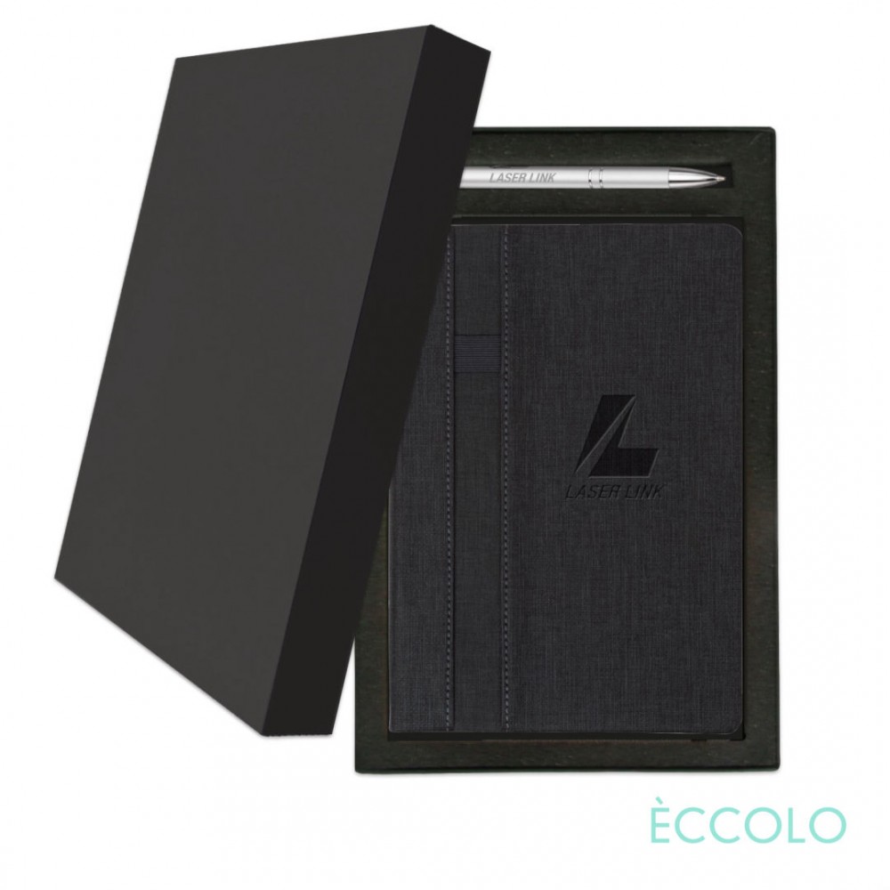 Eccolo Lyric Journal/Clicker Pen Gift Set - (M) Charcoal Custom Imprinted Eccolo Lyric Journal/Clicker Pen Gift Set - (M) Charcoal Custom Imprinted
