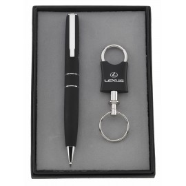 Logo Branded Milano Metal Pen & Valet Key Chain Gift Set