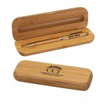 Custom Imprinted Bamboo Case w/Pen Gift Set