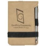 Note Pad & Pen Set - Light Brown w/ Black Engraving Custom Imprinted