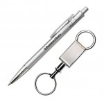 Custom Engraved Jerico Pen/Keyring Gift Set - Silver