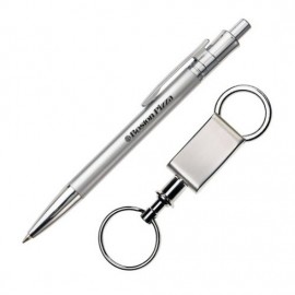 Jerico Pen/Keyring Gift Set - Silver with Logo  Jerico Pen/Keyring Gift Set - Silver with Logo