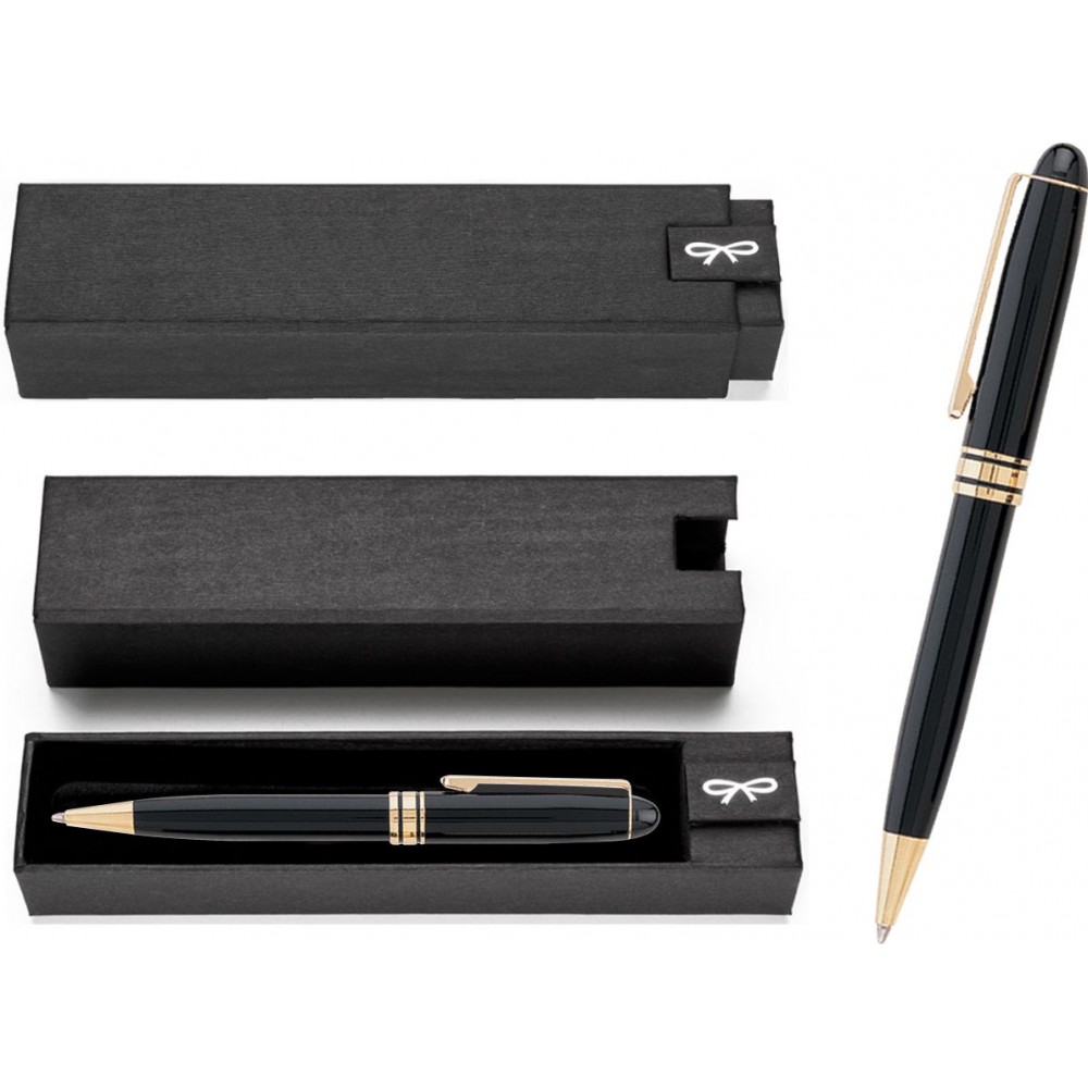 MB Series Ball Pen Gift Set - black pen in black gift box Logo Branded MB Series Ball Pen Gift Set - black pen in black gift box Logo Branded
