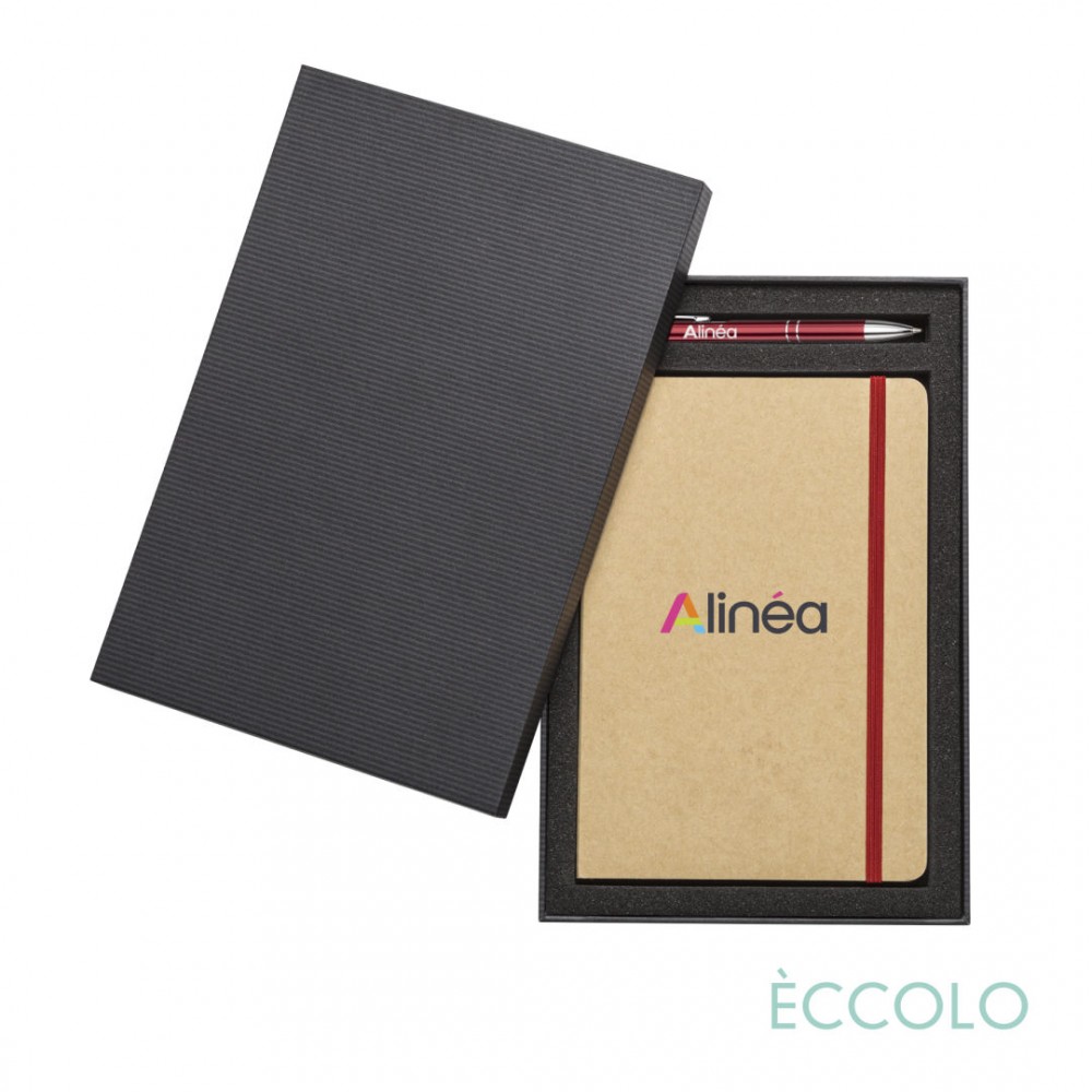 Logo Branded Eccolo Krafty Journal/Clicker Pen Gift Set - (M) 5"x8" Red Logo Branded Eccolo Krafty Journal/Clicker Pen Gift Set - (M) 5"x8" Red