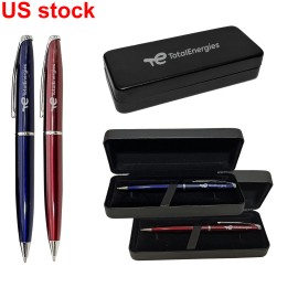 Diplomat Twist-Action Brass Ballpoint Pen w/ Black Leatherette Box Custom Engraved