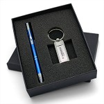 Custom Engraved Beautiful Gift Set with Quality Long Rectangle Metal Keychain & Aluminum Pen
