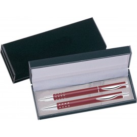 Dot Grip Pen Series - Red Pen and Roller Pen Gift Set, Silver Dots Grip, Crescent Moon Shape Clip Custom Engraved  Dot Grip Pen Series - Red Pen and Roller Pen Gift Set, Silver Dots Grip, Crescent Moon Shape Clip Custom Engraved