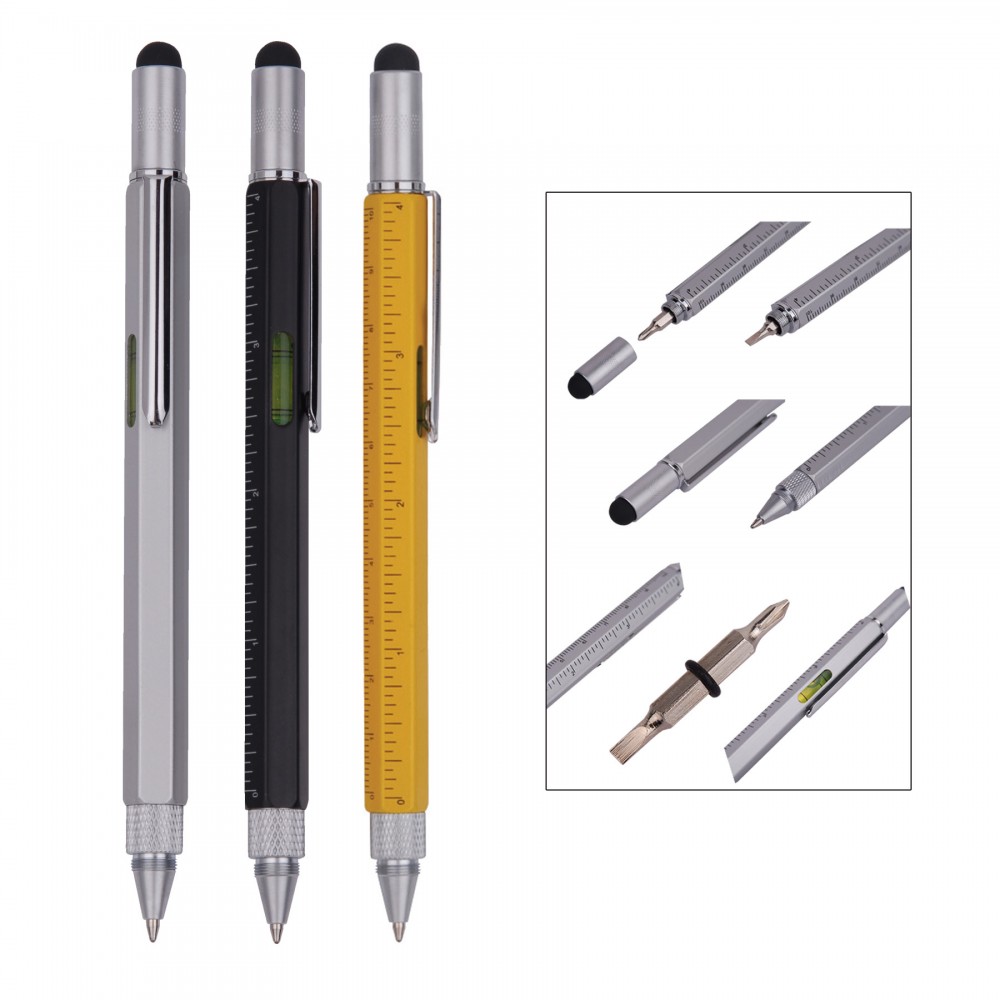 Stylus Multi-Function Pen with Tool Set Custom Imprinted