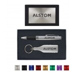 Custom Engraved Torpedo Ballpoint Pen and Wine Opener Keytag Gift Set