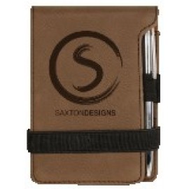 Note Pad & Pen Set - Dark Brown w/ Black Engraving Custom Imprinted