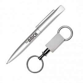 Customized London Pen/Keyring Gift Set - Silver
