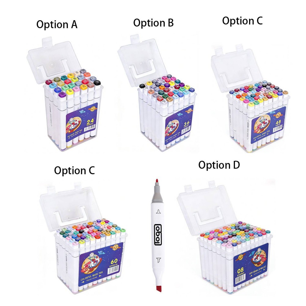 36-Color Double-ended Marker Pen Set Custom Engraved