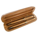 Custom Engraved Durable Bamboo Ballpoint Pen and Pencil Set