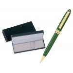 Custom Engraved MB Series Ball Pen Gift Set in black velvet gift box - green pen set