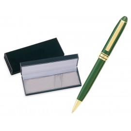 Custom Engraved MB Series Ball Pen Gift Set in black velvet gift box - green pen set