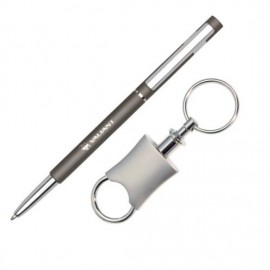 Logo Branded Imperial Pen/Keyring Gift Set - Gun Metal
