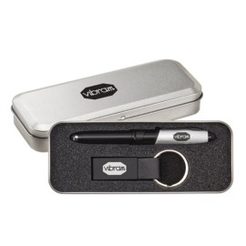 Nano Pen/Stylus/Keyring Gift Set - Silver with Logo