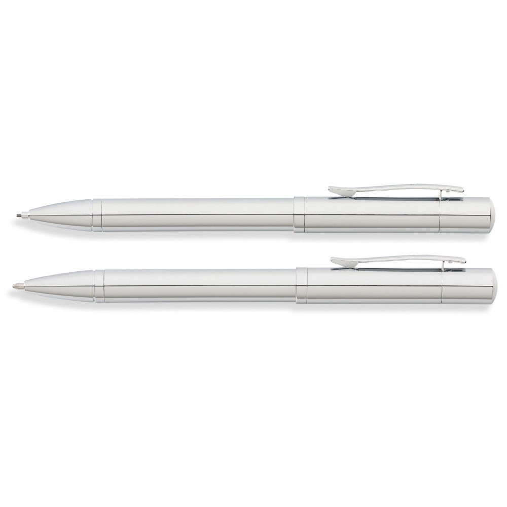 Franklin Covey Greenwich Chrome Ballpoint Pen and 0.9mm Pencil Set Custom Imprinted Franklin Covey Greenwich Chrome Ballpoint Pen and 0.9mm Pencil Set Custom Imprinted