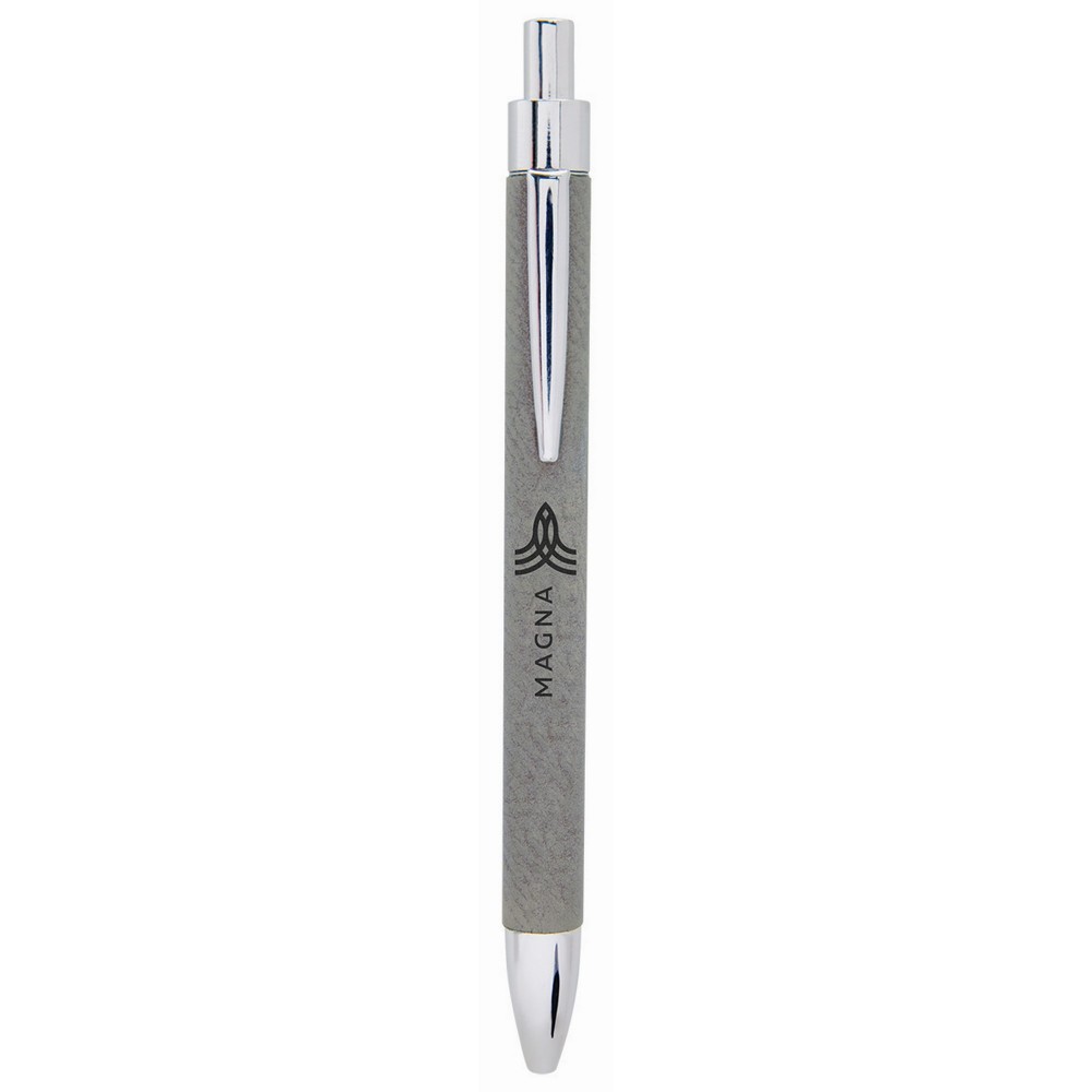 Gray Laser Engraved Leatherette Pen Custom Engraved