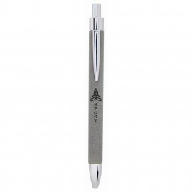 Logo Branded Gray Laser Engraved Leatherette Pen
