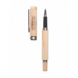 Logo Branded Inforest Flat Top Wood Screw Off Cap Rollerball Pen
