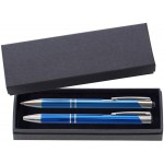 Custom Engraved JJ Series Blue Stylus Pen and Pencil Set in Black Cardboard Paper Gift Box with Velvet lining