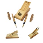 Custom Imprinted Bamboo Pen Set with Base