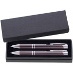 Logo Branded JJ Series Pen and Pencil Gift Set in Black Cardboard Paper Gift Box with Velvet lining - Gunmeta pen