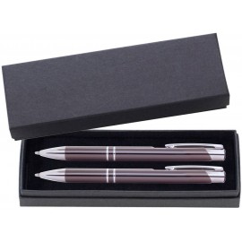 Logo Branded JJ Series Pen and Pencil Gift Set in Black Cardboard Paper Gift Box with Velvet lining - Gunmeta pen  Logo Branded JJ Series Pen and Pencil Gift Set in Black Cardboard Paper Gift Box with Velvet lining - Gunmeta pen
