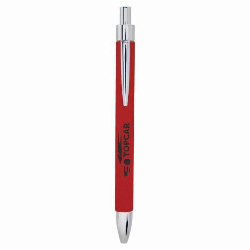 Custom Imprinted Red Faux Leather Pen