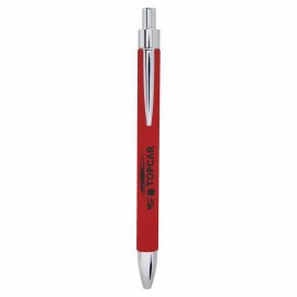Custom Engraved Red Faux Leather Pen