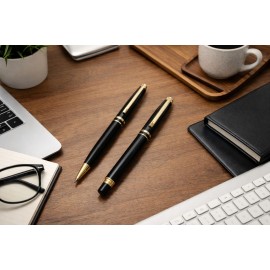 Ispin Twist Action Ballpoint Pen & Screw Off Cap Rollerball Pen Set Custom Imprinted