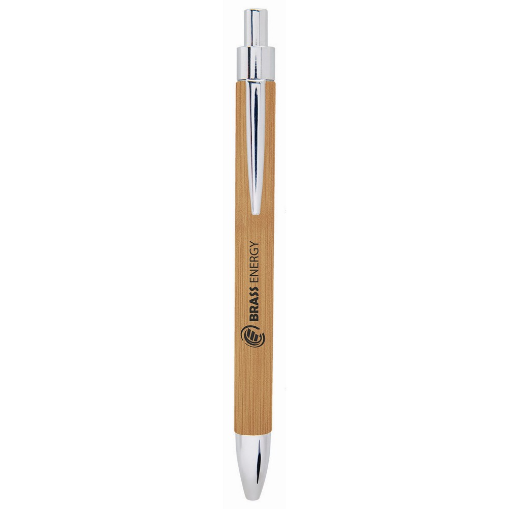 Logo Branded Bamboo Laser Engraved Leatherette Pen