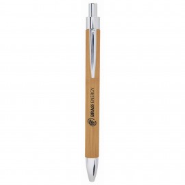 Logo Branded Bamboo Laser Engraved Leatherette Pen