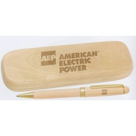 Personalized Maplewood Ballpoint Pen and Box Set